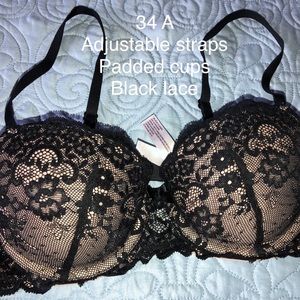 Gilligan O’Malley Black Lace Bra 34A